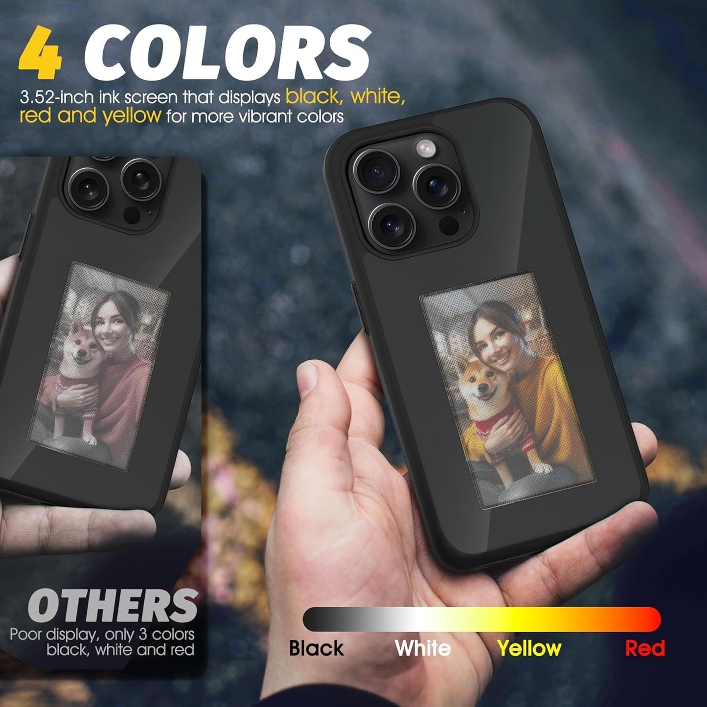 "Custom NFC-Synced iPhone Case with E-Ink Display – Personalize Your Phone Anytime!"