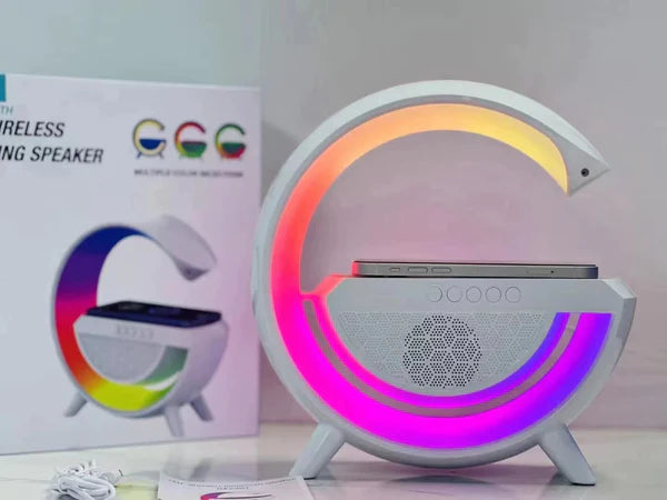 LED Wireless Charger Speaker – G-Shaped Design, Fast Charging & Premium Sound