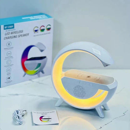 LED Wireless Charger Speaker – G-Shaped Design, Fast Charging & Premium Sound